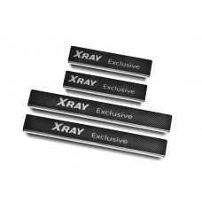 Накладки на пороги Russtal карбон с надписью для Lada XRay 2016-2022