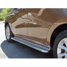 Пороги с площадкой алюминиевый лист 42 мм вариант 1 для Lada XRay 2016-2022
