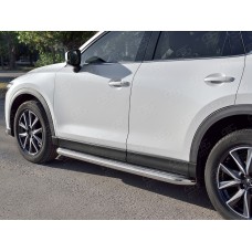 Пороги с площадкой алюминиевый лист 63 мм вариант 1 для Mazda CX-5 2017-2023