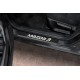 Накладки на пороги Russtal карбон с надписью для Mazda 3 2013-2018 артикул MZD313-06