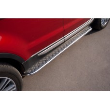 Пороги с площадкой алюминиевый лист 42 мм для Land Rover Evoque 2011-2018