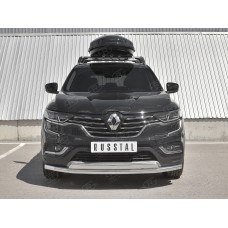 Защита передняя двойная 63-75х42 мм секции-дуга для Renault Koleos 2017-2023