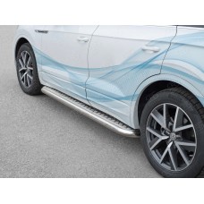Пороги с площадкой алюминиевый лист 63 мм вариант 1 для Volkswagen Touareg 2018-2023