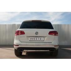 Защита заднего бампера овальная 75х42 мм для Volkswagen Touareg 2014-2017