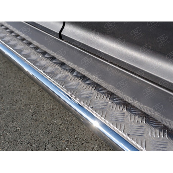 Пороги с площадкой алюминиевый лист 42 мм вариант 1 для Hyundai Creta 2016-2021 артикул HCRL-0024251