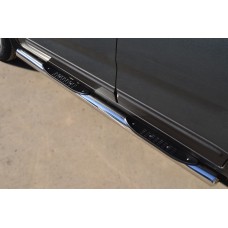 Пороги труба с накладками 76 мм вариант 3 для Kia Sorento 2012-2020