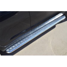 Пороги с площадкой алюминиевый лист 42 мм для Kia Sportage 2014-2015