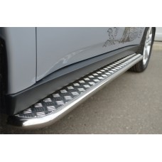 Пороги с площадкой алюминиевый лист 42 мм для Mitsubishi Outlander 2012-2014