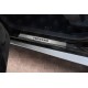 Накладки на пороги Russtal шлифованные с надписью для Nissan Terrano 2014-2022 артикул NISTR14-03