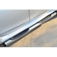 Пороги труба с накладками 76 мм вариант 2 для Nissan Terrano 2014-2023