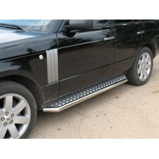 Пороги с площадкой алюминиевый лист 76 мм для Land Rover Range Rover 2005-2012