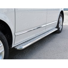 Пороги с площадкой алюминиевый лист 42 мм правый вариант 1 для Volkswagen Caravelle/Multivan/Transporter 2015-2023