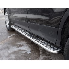 Пороги с площадкой алюминиевый лист вариант 1 для Ford Kuga 2016-2019