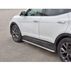 Пороги с площадкой нержавеющий лист 42 мм для Hyundai Santa Fe 2015-2018