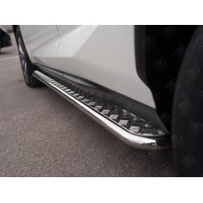 Пороги с площадкой алюминиевый лист 42 мм вариант 2 для Lexus NX-200 2014-2022