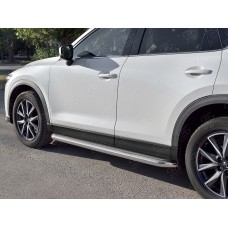 Пороги с площадкой нержавеющий лист 63 мм для Mazda CX-5 2017-2023