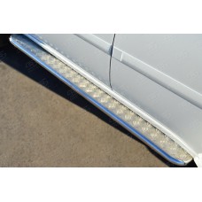 Пороги с площадкой нержавеющий лист 42 мм для Mitsubishi Pajero Sport 2013-2016