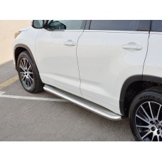 Пороги с площадкой нержавеющий лист 63 мм для Toyota Highlander 2017-2019