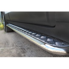 Пороги с площадкой алюминиевый лист 42 мм для Chevrolet Captiva 2013-2018