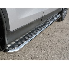Пороги с площадкой алюминиевый лист 42 мм вариант 1 для Honda CR-V 2015-2017