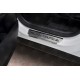 Накладки на пороги RUSSTAL шлифованные с надписью для Hyundai Santa Fe 2021-2023 артикул HYSFE21-03