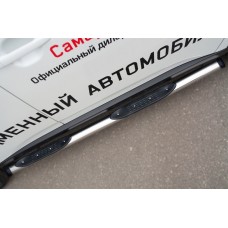 Пороги труба с накладками 76 мм вариант 2 для Mitsubishi Outlander 2014-2015