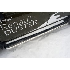 Пороги с площадкой алюминиевый лист 42 мм вариант 1 для Renault Duster 2015-2021