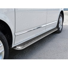 Пороги с площадкой нержавеющий лист 42 мм правый для Volkswagen Caravelle/Multivan/Transporter 2015-2023