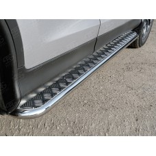 Пороги с площадкой алюминиевый лист 42 мм вариант 2 для Honda CR-V 2015-2017