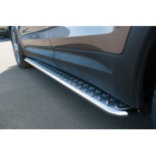 Пороги с площадкой алюминиевый лист 42 мм для Hyundai Santa Fe Grand 2014-2018