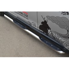 Пороги труба с накладками 76 мм вариант 1 для Mitsubishi ASX 2013-2022
