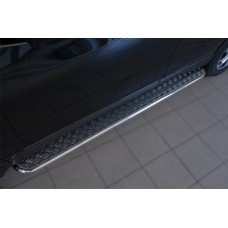 Пороги с площадкой алюминиевый лист 42 мм для Nissan X-Trail 2015-2018
