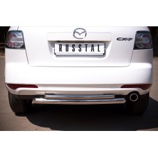 Защита заднего бампера двойная 63-42 мм для Mazda CX-7 2010-2013
