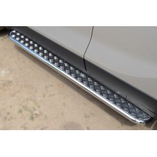 Пороги с площадкой алюминиевый лист 42 мм для Opel Mokka 2012-2022