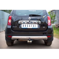 Защита заднего бампера овальная 75х42 мм для Renault Duster 2011-2015