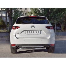 Защита заднего бампера двойная с декором 63-42 мм для Mazda CX-5 2017-2023