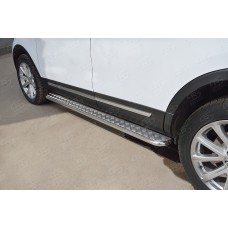 Пороги с площадкой алюминиевый лист 42 мм вариант 1 для Ford Explorer 2015-2017