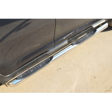 Пороги труба с накладками 76 мм вариант 1 для Kia Sportage 2014-2015