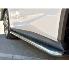 Пороги с площадкой нержавеющий лист 42 мм для Lexus RX Long 2018-2023