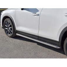 Пороги с площадкой алюминиевый лист 42 мм вариант 1 для Mazda CX-5 2017-2023