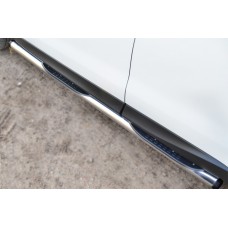 Пороги труба с накладками 76 мм вариант 2 для Subaru Forester SJ 2013-2016
