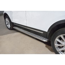Пороги с площадкой алюминиевый лист 42 мм вариант 2 для Ford Explorer 2015-2017