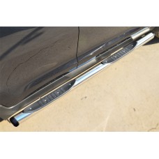 Пороги труба с накладками 76 мм вариант 2 для Kia Sportage 2014-2015
