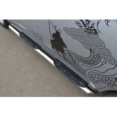 Пороги труба с накладками вариант 1 76 мм для Mitsubishi Outlander 2012-2014