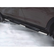 Пороги труба овальная с накладками 75х42 мм для Suzuki Grand Vitara 2008-2011