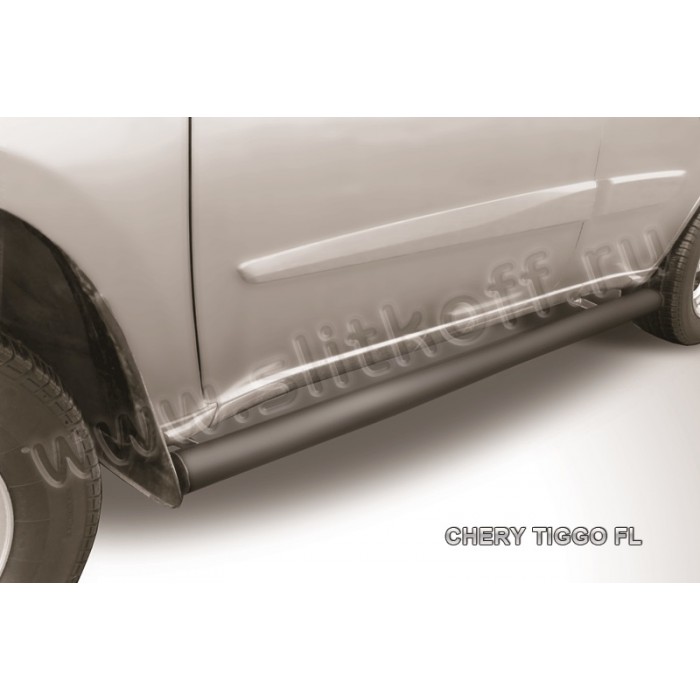 Пороги труба 76 мм чёрная для Chery Tiggo FL 2013-2018 артикул CTFL005B