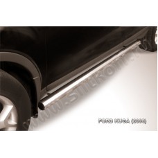Пороги труба 76 мм серебристая для Ford Kuga 2008-2013