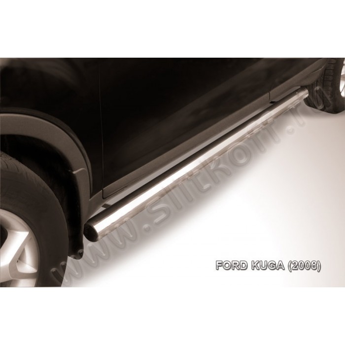 Пороги труба 76 мм серебристая для Ford Kuga 2008-2013 артикул FKG008S