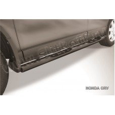 Пороги труба с накладками 76 мм чёрная для Honda CR-V 2010-2012