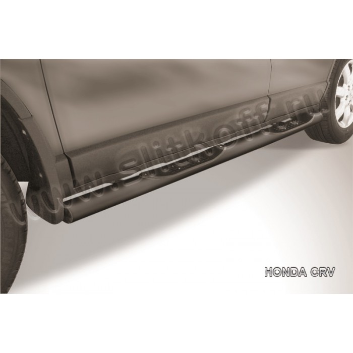 Пороги труба с накладками 76 мм чёрная для Honda CR-V 2010-2012 артикул HCRV005B